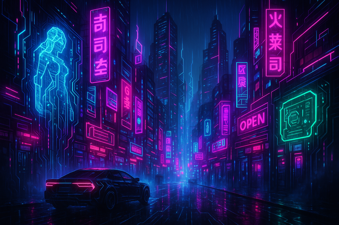 Digitale Kunst in Cyberpunk Stijl: Unieke Posters met Neon Accenten voor Gamers en Creatieve Geesten - Simply Lovely Collections