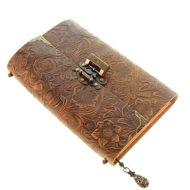 Lederen notitieboek journal met slot - Simply Lovely Collections