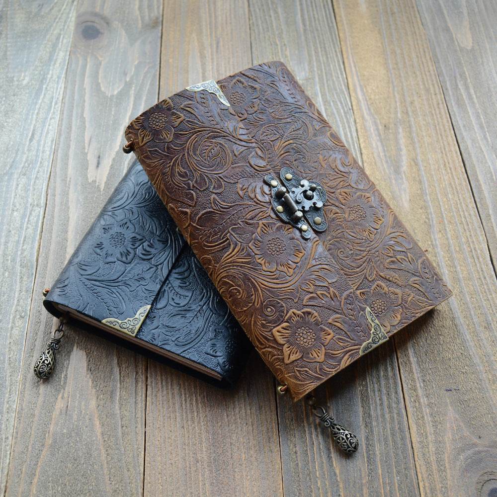 Lederen notitieboek journal met slot - Simply Lovely Collections