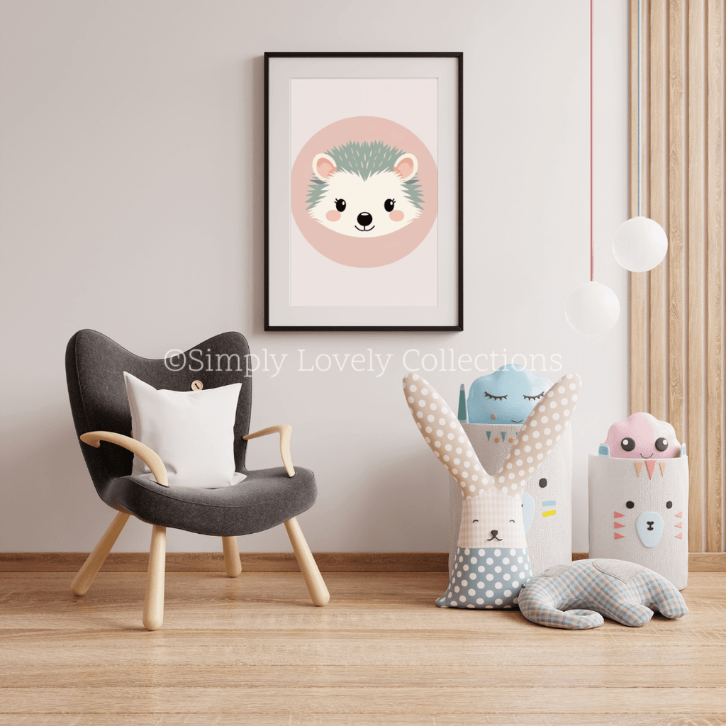 Kids Poster (30x40) | Portret Egeltje - zacht roze - Simply Lovely Collections