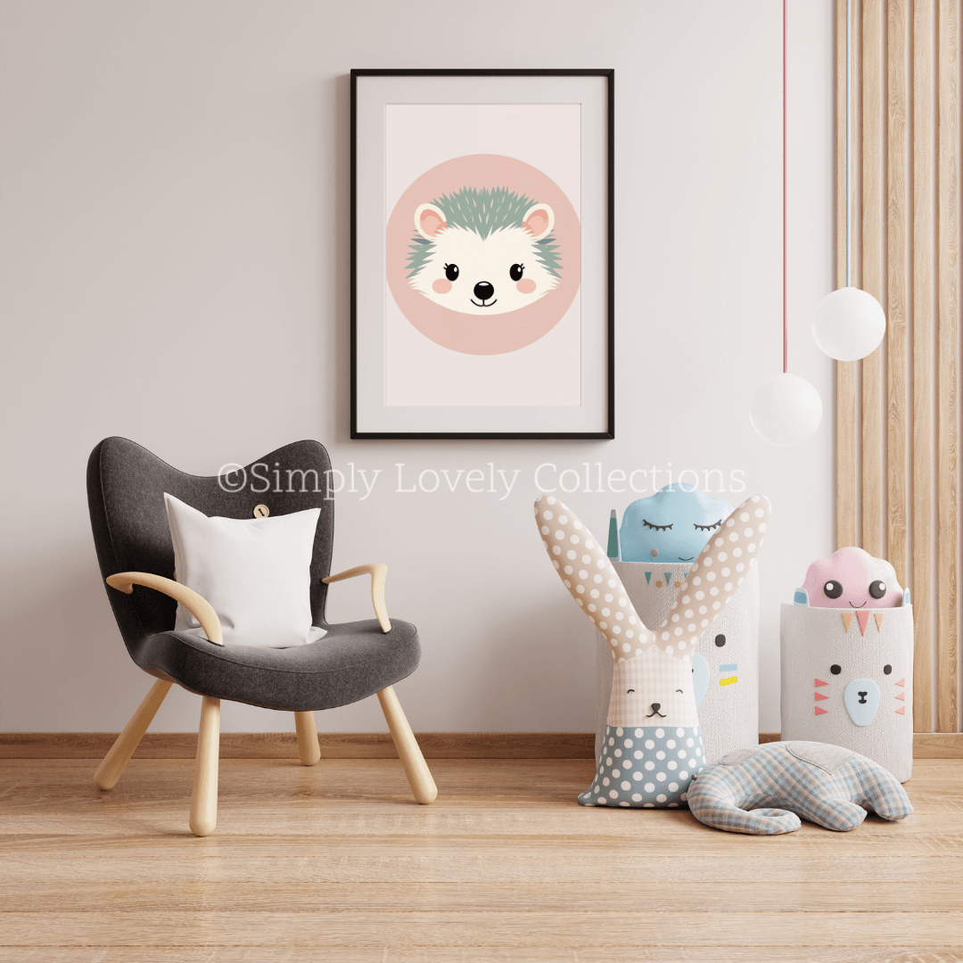Kids Poster (30x40) | Portret Egeltje - zacht roze - Simply Lovely Collections