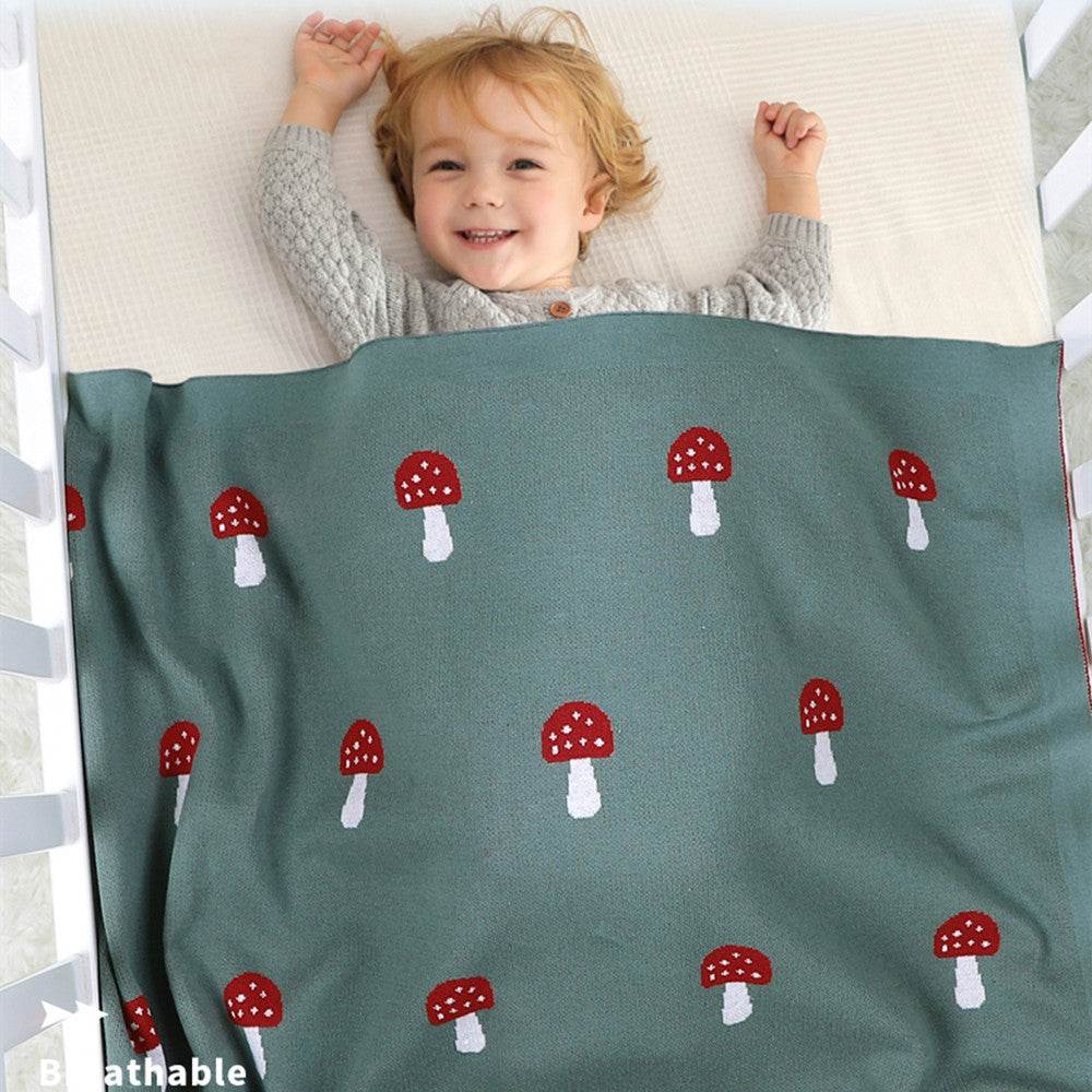 Katoen babydeken met paddenstoel print - Simply Lovely Collections