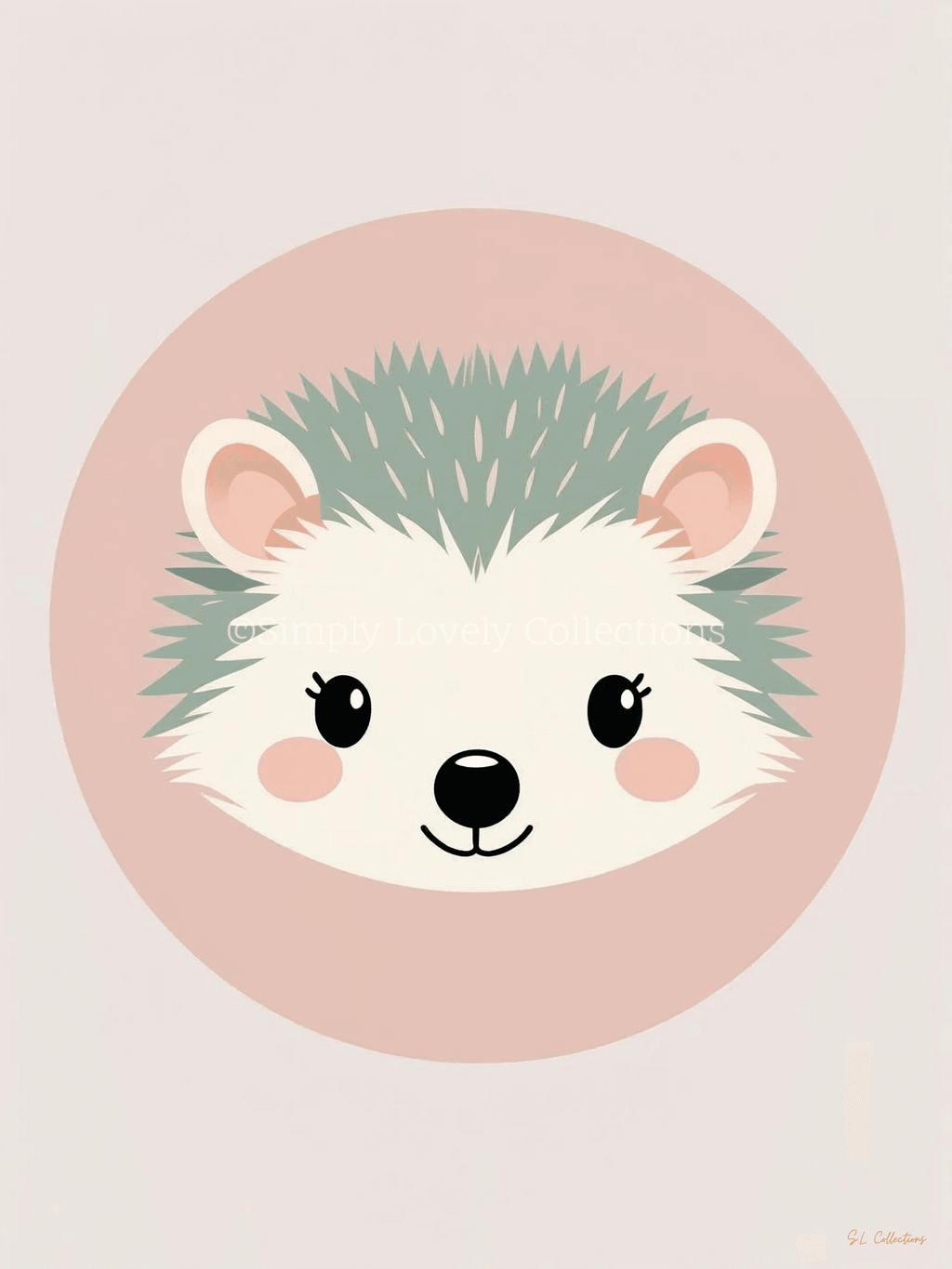Kids Poster (30x40) | Portret Egeltje - zacht roze - Simply Lovely Collections