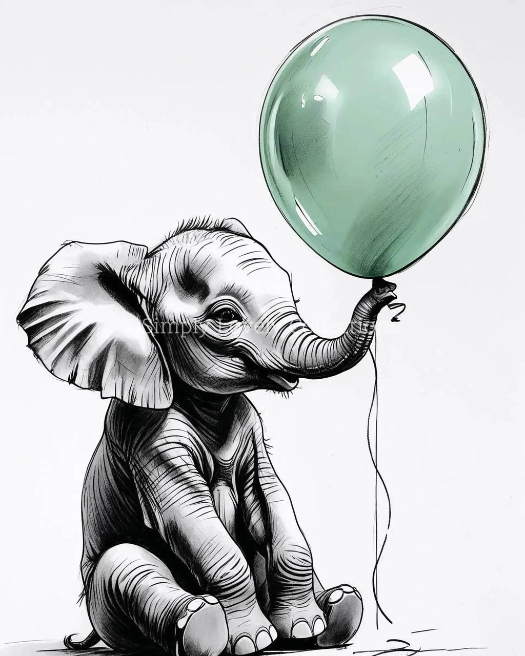 Screensaver | Olifant met mintgroene ballon - Simply Lovely Collections