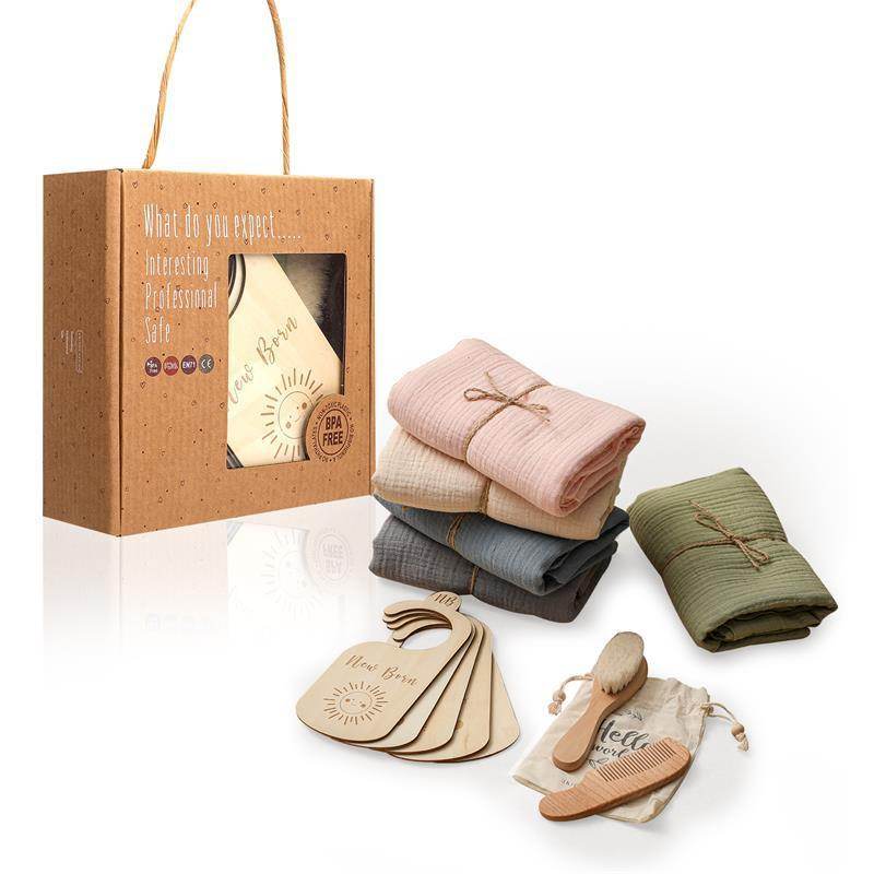 Newborn | Gift set met zachte borstel, hydrofiele doek, maand hangers - Simply Lovely Collections