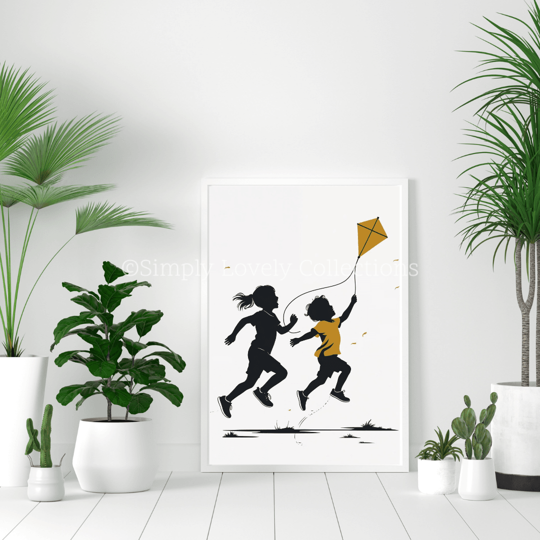 Kids Poster (30x40) | Spelende kinderen met vlieger - Simply Lovely Collections