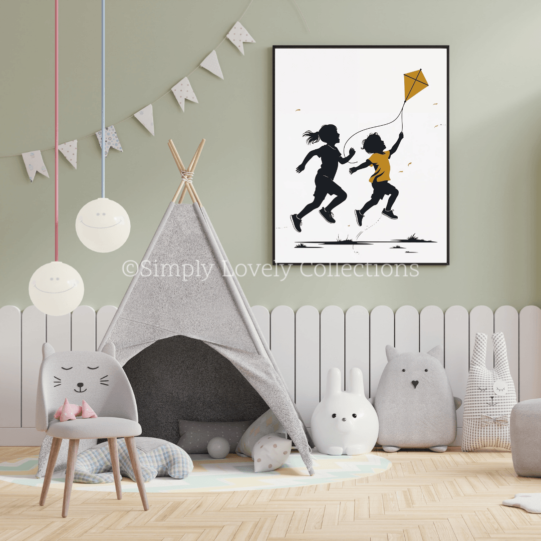 Kids Poster (30x40) | Spelende kinderen met vlieger - Simply Lovely Collections
